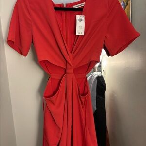 NWT Abercrombie red cutout midi dress